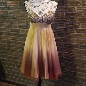 Sz 2 scala gold ombre short dress